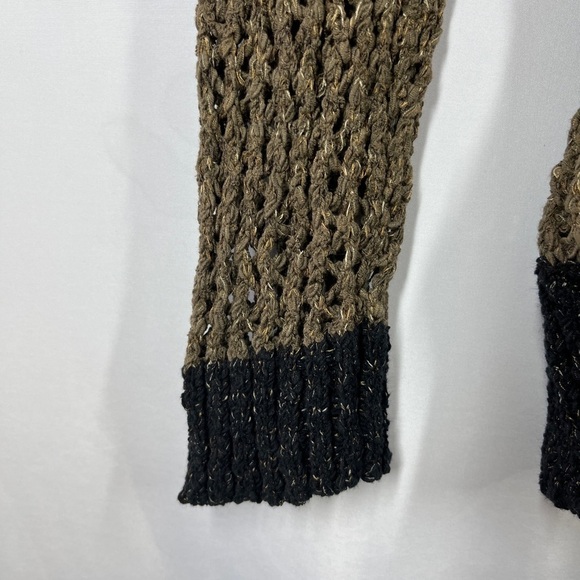 Curio New York Sweater Asymmetric Hem Olive Green Beige Wide Knit Women’s Small - Picture 7 of 8